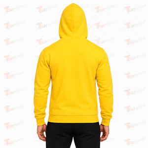 Men's <b>Yellow</b> Hooded Zip-Up Sweatshirt Regular Fit Cotton French Terry Casual Autumn Wear Men Full Zipper <b>Hoodies</b> - Product Image 4