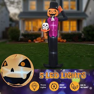 Decorazioni Gonfiabili Giganti di Halloween in PVC da 3,6 Metri, Zucca Umana con Teschio e Luci LED per Feste, Giardino e Prato - Product Image 4
