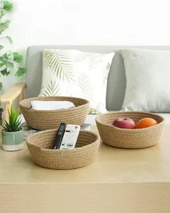 Natural Jute <b>Storage</b> Baskets Set of 3 for Living Room, Bedroom, and Office Organization - Product Image 3