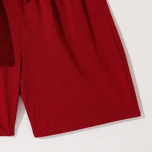 Ensemble Sportswear Décontracté Personnalisable pour Homme – T-shirt et Short 2 Pièces, Couleur Unie, Tricoté, Respirant, Logo, Coupe Ajustable pour l'Été - Product Image 5