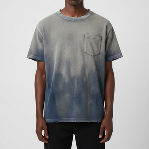 เสื้อยืดโอเวอร์ไซส์ทรงบ็อกซี่สำหรับผู้ชาย ลายซันเฟดแบบวินเทจ สตรีทแวร์ มีกระเป๋าหน้า ผ้าฝ้าย 100% พิมพ์ลายสกรีน ผ้าเทอร์รี่ - Product Image 5