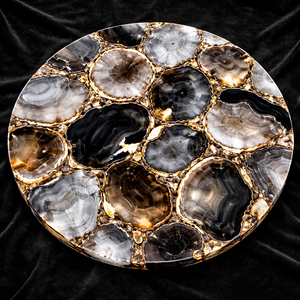 Mesa de Centro de Lujo de Ágata Natural, Mesa de Mosaico Semipreciosa con Base de Hierro, Moderna y Ecológica para Interiores, Patio, Bautizo, Diwali - Product Image 3