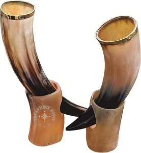 Cuerno Vikingo Artesanal para Beber con Soporte de Cuero, Jarra de Cuerno de Búfalo Natural para Hidromiel, Cerveza y - Product Image 5