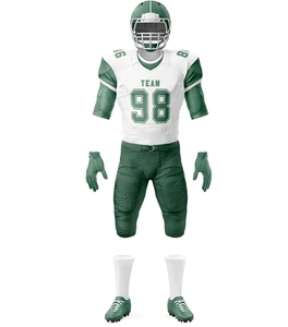 Uniforme de Fútbol Americano para Hombre, Conjunto de Jersey y Pantalones Rojo y Verde Sólido, Absorbente de Humedad, 100% Poliéster, Impresión por Transferencia de Calor en la Parte Delantera - Product Image 4