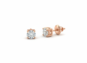 Boucles d'oreilles clous avec diamants ronds pour femmes, diamants de laboratoire - Product Image 1