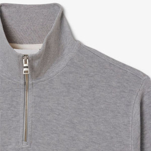 Sudadera de punto gris para hombre con cremallera de un cuarto, corte regular, cuello alto, para otoño, color liso, manga larga - Product Image 5