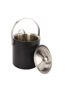 Black Metal Ice <b>Bucket</b> <b>with</b> <b>Lid</b> and Tongs Party Accessory in best price - Product Image 2