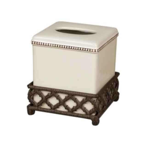 Boîte à mouchoirs carrée en métal argenté, design classique, fabriquée à la main pour la décoration de bureau - Product Image 4