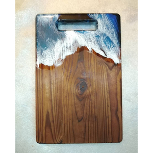 Planche à découper de luxe en résine et bois de bambou, personnalisée, noire et or, en époxy, pour cuisine, charcuterie, service design. - Product Image 4