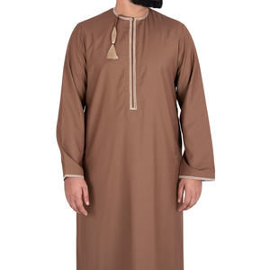 New Earth Tone Brown <b>Men</b> <b>Thobe</b> Saudi Arabian Style Jubba Long Sleeve Islamic Dress For <b>Men</b> Arabic Kandura Dishdasha Robe - Product Image 4
