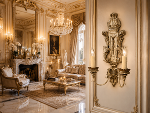 Statement Venetian Baroque Luxury <b>Wall</b> <b>Sconce</b> Decorative <b>Wall</b> <b>Light</b> with Elaborate Ornamental Mirror Detailing, Decorative Brass - Product Image 4
