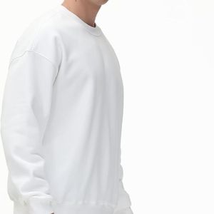 Sudadera de Algodón Grueso Blanca Lisa en Oferta, Hombros Caídos, Corte Recto, Dobladillo Elástico, Sudadera Básica - Product Image 4