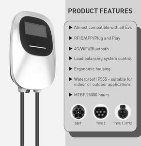 Station de recharge murale intelligente monophasée 32A ZSWINNER OEM ODM nouvelle génération 7KW Type 1/Type 2/GBT IP65 avec écran tactile - Product Image 5