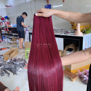 ผมต่อแบบมัดผมธรรมชาติที่เรียบเนียนเบอร์กันดี2024เงางาม - Product Image 2