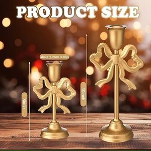 Juego de 2 Portavelas Modernos en Forma de Lazo, Decorativos de Metal Ecológico para Festivales, Regalos y Decoración del Hogar - Product Image 6