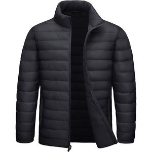 Chaqueta Acolchada con Capucha Azul Marino para Hombre, Cortavientos, con Cierre, Ligera, Informal, para Invierno - Product Image 4