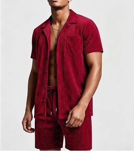 Conjunto Deportivo de Terciopelo Personalizado OEM ODM, Camiseta y Pantalones Cortos de Terciopelo para Hombre, Transpirable, para Gimnasio y Entrenamiento de Verano - Product Image 6