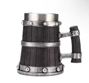 Mug à bière en bois rustique gravé et personnalisé, fait main, poli, style Viking, objet de collection - Product Image 3