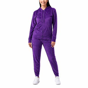 Wholesale Women's Zip Up Hoodie and Jogger <b>Pants</b> Set Premium Sportswear Custom Logo - Product Image 6
