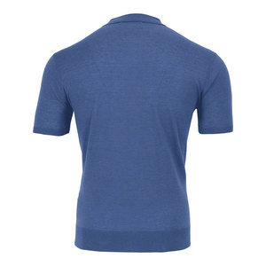 Men's Knitted Short Sleeve Solid Color <b>Polo</b> <b>Shirt</b> Casual Style <b>Blue</b> - Product Image 2