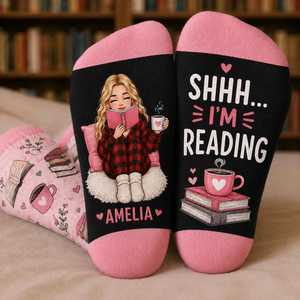 Personalized Unisex Socks Custom Printed Novelty Athletic Socks <b>Book</b> Lover Reading Theme Crew Socks custom OEM/ODM - Product Image 6