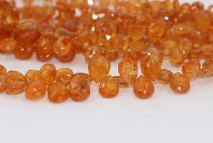 Perles à facettes en forme de poire en grenat mandarin naturel AAA 5*7mm 8 pouces perles briolette grenat orange pour la fabrication de bijoux - Product Image 5