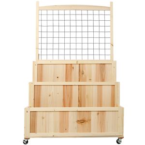 Fioriera Verticale da 53 Pollici con Traliccio e Area di Stoccaggio Posteriore, Letto da Giardino Rialzato a 3 Livelli con Ruote per Fiori e Verdure - Product Image 4