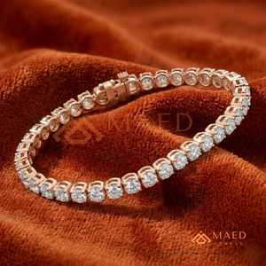 สร้อยข้อมือเทนนิสโมอิสซาไนต์ทรงกลมชุบทองคำสีกุหลาบสำหรับผู้หญิง เครื่องประดับทันสมัยหรูหรา สไตล์แฟชั่นซานฟรานซิสโก - Product Image 3
