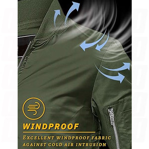 Blouson Bomber Hiver Homme Grande Taille Imperméable Coupe-Vent Mélange Polyester/Coton Saison Hiver Automne Veste Coupe-Vent Utilisation Complète OEM - Product Image 3
