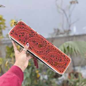 Wholesale 2026 Hand Tooled Leather <b>Heat</b> Resistant Curling Iron Case Western Hair On Hide Fur Perfect Organizer for Hair Tools - Product Image 1