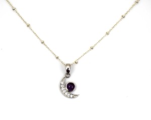 Collier pendentif en argent 925 avec améthyste en forme de croissant de lune, bijoux romantiques pour femmes, à porter au quotidien - Product Image 6
