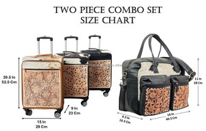 Prix d'usine, haute qualité, ensemble de voyage deux pièces en cuir de vachette fait main, sac à roulettes et sac à couches assortis, style western - Product Image 2