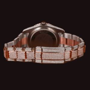 Montre de luxe haut de gamme à boîtier rond avec chiffres arabes, sertie de diamants Moissanite, bicolore, collection exclusive pour homme - Product Image 3