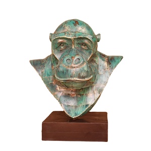 Busto de gorila de metal para decoración de jardín - Product Image 2