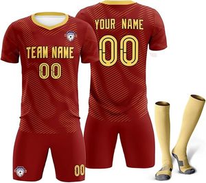 Ensemble de maillots de football personnalisés noirs sublimés, col en V, manches courtes, évacuation de l'humidité, uniforme d'équipe athlétique unisexe pour adultes - Product Image 3