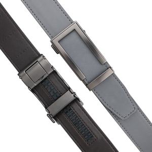 Ceinture Formelle en Cuir Véritable Gris Uni avec Boucle Rectangulaire en Acier Durable Monobloc - Product Image 6