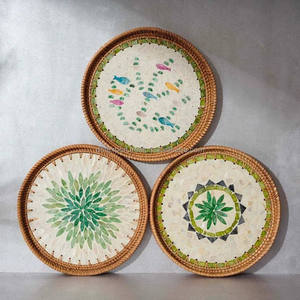 JUEGO de BANDEJA DE RATTAN DE MADRE DE PERLA VENTA CALIENTE para la decoración de la Mesa 100% Tejido a mano Natural Vietnam Venta al por mayor laca MOP - Product Image 4