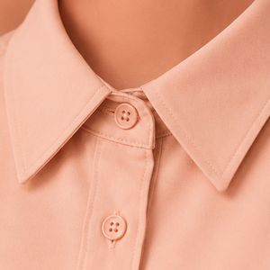 Conjunto de dos piezas para mujer, blusa de manga larga y falda maxi, color melocotón y marrón chocolate, con botones, cintura alta, estilo modesto. - Product Image 5