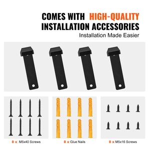 "4 Pcs Heavy Duty Matte <b>Black</b> Floating <b>Shelf</b> <b>Brackets</b> 10 X 6 in 5mm Thick for Cabinets" - Product Image 6
