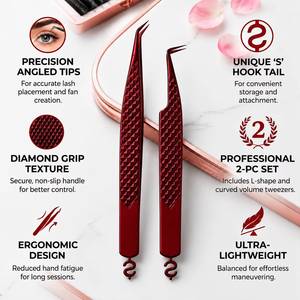 Morje Surgical Red Stainless Steel 10mm Eyelash Tweezers with Smooth Tip Precision Grip for Lash Extension Application - Product Image 6