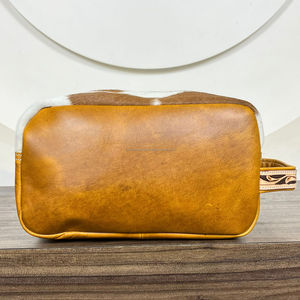 Bolsa organizadora de maquillaje cosmético de piedra turquesa de viaje de cuero de vaca multifunción de gran capacidad para mujer - Product Image 5