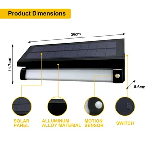 큰 판매 옥외 LED 관 빛 조정가능한 태양 led 창고 doorplate 정원 벽 빛 2023