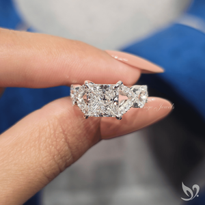 3CT Princess Cut Lab Diamond Engagement <b>Ring</b> IGI Certified <b>Split</b> Pave Twist Band in 10K White Gold - Product Image 5