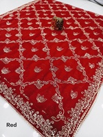 Dupatta en soie froissée bordeaux avec bordure dorée, élégant vêtement traditionnel indien pakistanais pour femmes, idéal pour les mariages, les fêtes et Diwali