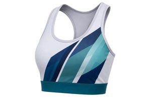 Soutien-gorge de sport dos nageur pour femme, imprimé géométrique, respirant, maintien moyen, avec bordure contrastante - Product Image 2
