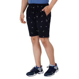 Shorts Bermuda noirs imprimés pour hommes avec cordon de serrage à la taille, style décontracté, en tissu tricoté respirant, taille mi-haute - Product Image 5