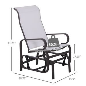 Moderna Sedia a Dondolo in Ferro Color Crema con Braccioli Scorrevoli, Leggera Sedia Oscillante da Esterno per Patio e Giardino - Product Image 3