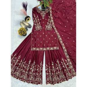 Robes de bal avec broderie Moti sur le haut et le bas et dupatta pour les fêtes - Product Image 5