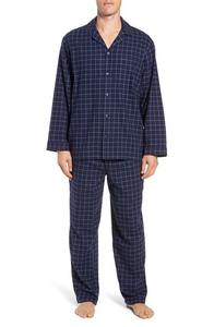 <b>Men's</b> soft cotton combed <b>flannel</b> <b>pajama</b> set long sleeve top paired with short sleeve bottoms for comfortable sleepwear - Product Image 4