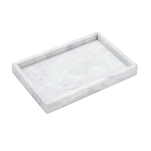 White Marble <b>Vanity</b> <b>Tray</b> for Bathroom Counter Perfume Organizer Jewelry <b>Tray</b> Decorative Marble Bathroom <b>Tray</b> - Product Image 1